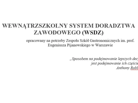 WEWNĄTRZSZKOLNY SYSTEM DORADZTWA ZAWODOWEGO