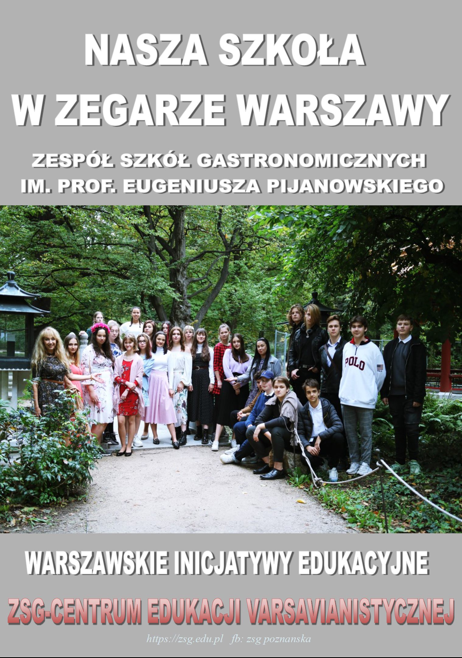 Okładka folderu "Nasza Szkoła w Zegarze Warszawy"